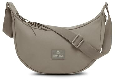 Johnny Urban Crossbody Bag Damen & Herren Grau - Ally Medium - Moon Bag Design - Bauchtasche im Halbmond Stil - Halbrunde Tasche mit verstellbarem Gurt - Wasserabweisend