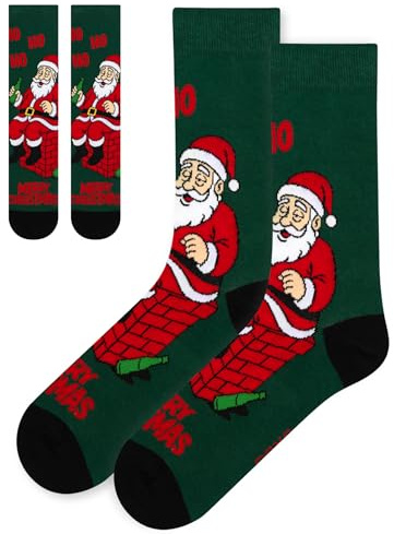 soxo Weihnachten Socken Herren Lustige Geschenke Für Männer Fröhlicher Weihnachtsmann Weihnachtssocken 40-45 Grün