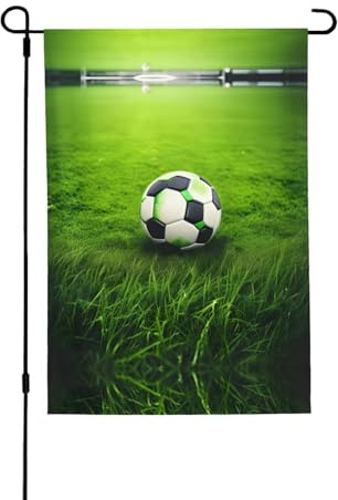 Grüne Gras-Fußball-Flagge, dekorativ, doppelseitig, 71 x 102 cm, für alle Jahreszeiten, für Veranda, Terrasse, Garten
