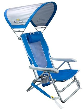 GCI Outdoor Silla de Playa Tipo Mochila, Azul Real, Plegable, portátil, Ajustable, Acero Resistente y poliéster