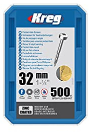 KREG® Zinc Pocket-Hole Screws - 32mm/1.25, #6 Fine-Thread, Pan Head, 500-count
