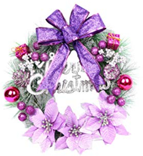 Fahion Christmas Wreath Leaves Xmas Wreath Christmas Wreaths for Windows Outdoor Christmas Decorations Christmas Party Decor Winter Front Door Wreath Small Reef Purple Indoor Snowy