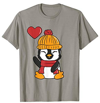 Süßer Winter Pinguin Mit Ballon Und Pudelmütze T-Shirt