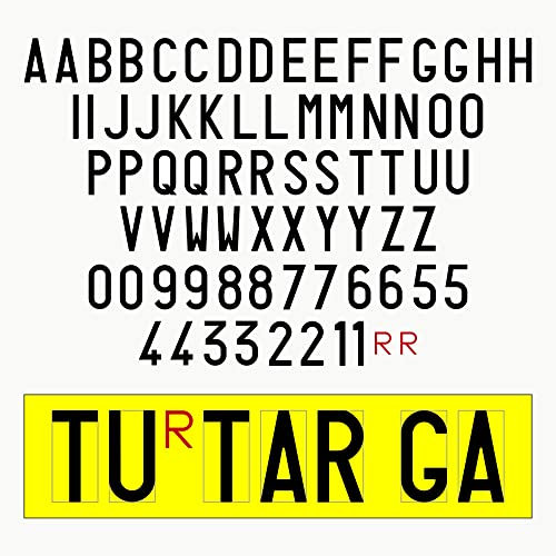 Autodomy Confezione da 2 adesivi per targhe con lettere e numeri per rimorchi e catene da neve Omologati 8x4 cm | Adesivo per targa | Serie adesiva completa