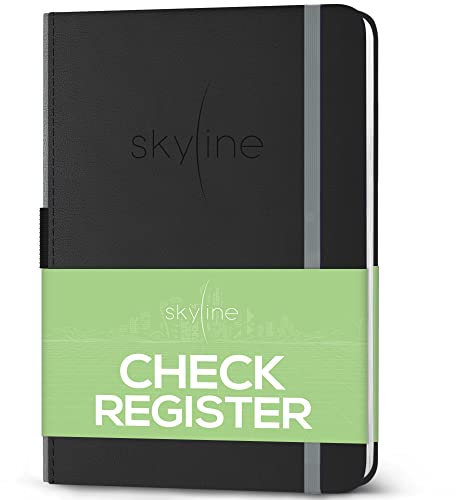 Skyline Scheckregister - Buchhaltungsbuch für Einnahmen & Ausgaben - Transaktions-Scheckbuch für Kleinunternehmen - Kontoheft für Finanzverkehr - A5 Hardcover schwarz