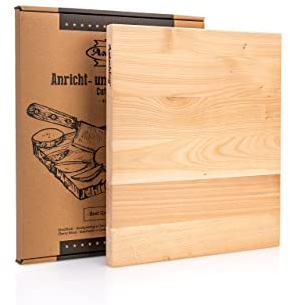 Axtschlag Arbeits- & Schneidebrett, edles Kirschholz, 400x350x25 mm, großes Küchenbrett, massives Holz, pflegeleicht, beidseitig verwendbar