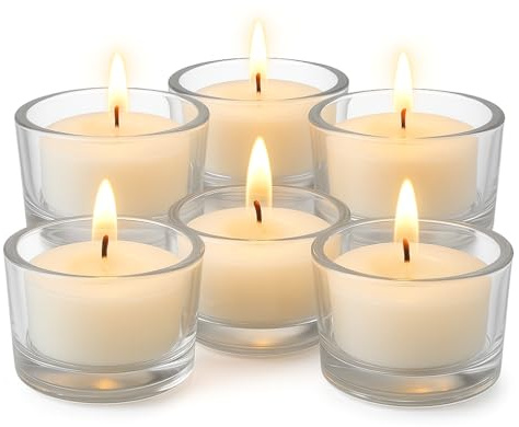 Floralcraft® Glass Tealight Holders – Set of 6 Clear Candle Cups for Weddings, Parties & Home Décor