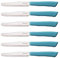 Tredoni 6 Coltelli da Cucina - 11cm Acciaio Inossidabile Italiano Coltello Posate da Verdure/Bistecca/Tavola Seghettato, Punta Arrotondata (Azzurro)