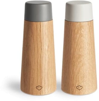 SPRINGLANE Salz & Pfeffermühle 2er Set aus Eichenholz & Beton, Gewürzmühle, Chilimühle, Verstellbares Keramikmahlwerk, Unbefüllt, Skandinavisches Design