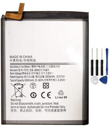 Bestome Ersatz Akku Kompatibel mit Samsung EB-BM317ABY Galaxy M31 M315F M31s M317F GH43-05043A GH82-23775A 6000mAh