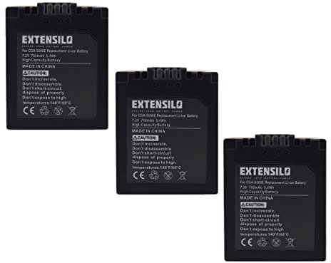 EXTENSILO 3X Batterie Compatible avec Panasonic Lumix DMC-FZ18, DMC-FZ30, DMC-FZ28, DMC-FZ38, DMC-FZ35 Appareil Photo (750mAh, 7,2V, Li-ION)