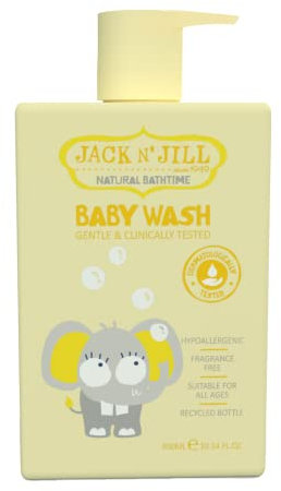 Jack N' Jill Baby Wash, gel de ducha natural para niños para la hora del baño, sin fragancia y sin perfume, apto para todas las edades, 300 ml