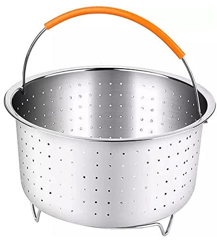 Srcasy Edelstahl Dampfgarer Dämpfeinsatz, Instant Topf Zubehör, Schnellkochtopf Dampfkorb, Edelstahl Topf Korb mit Silikon Griff, für Dünsten von Gemüse Früchte Eier, Töpfe, Kochtöpfe