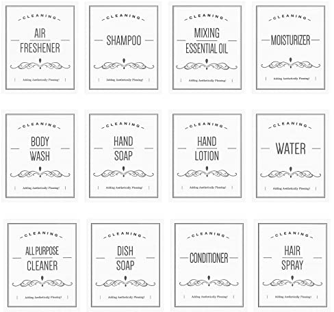 Create idea 48 Stück Wasserdichte Aufkleber Flaschenetiketten Hausetiketten, Haushaltsbedarf für Seifenspender, Küche, Badezimmer, Weiß