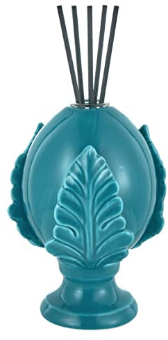 Baroni Home Diffusore per Ambienti, Profumatore con Bastoncini in Ceramica, Pumo Turchese, 8,5x8,5x14 cm