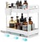 TOPWE Spülschrank Organizer, 2 Ebenen Herausziehbarer Unter Waschbecken Organiser mit 4 Haken, Mehrzweck Unter Waschbecken Regal für Badezimmer, Küchen, Weiß