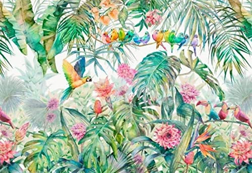 Papier Peint Panoramique Perroquet De La Forêt Tropicale Rétro Papier Peint 3D Personnalisés Intissé Décoration Murale 350x256cm