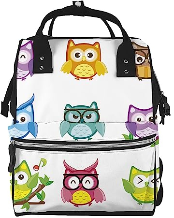 BONDIJ Xmas Tree Balls Schnee bedruckte Wickeltasche Organisierungstaschen, große Kapazität Multifunktions Wickeltasche Rucksack, Eulen Vögel, One size