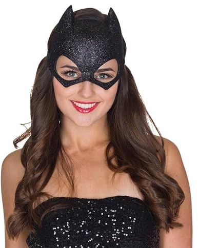 MIMIKRY Catwoman Maske Schwarz Glitter Fledermaus Katze Katzenmaske Kostüm-Zubehör