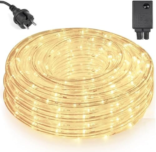 COSHANO Tira de luz Led para jardin exteriores manguera color blanco calido navidad, decoracion, fiesta girnalda exterior - interior waterproof (16 Metros)