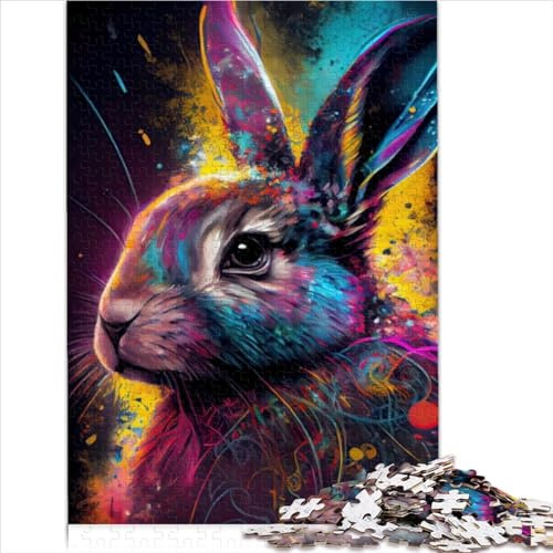 Puzzle für Erwachsene Bunte süße Kaninchen-Puzzles für Erwachsene 1000 Holzpuzzles für Erwachsene und Kinder ab 14 Jahren Puzzle Tolles Geschenk für Erwachsene (50 x 75 cm)