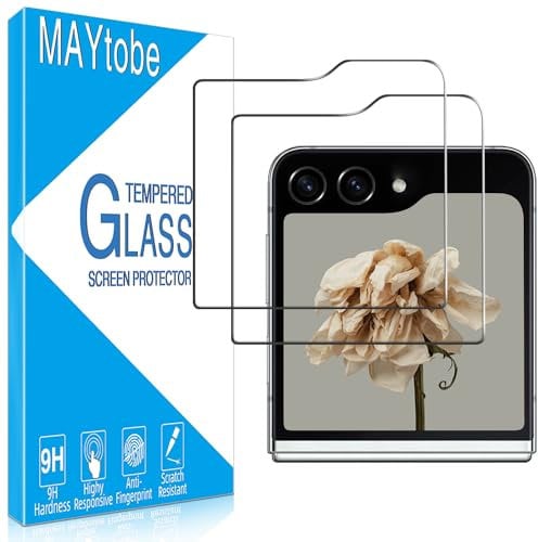 MAYtobe 2 Pièces Verre Trempé pour Samsung Galaxy Z Flip 5, Film Protection écran Sans Bulles, Dureté 9H, Anti-Rayures, Anti-Empreinte, Haut Définition Vitre Protection