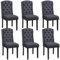 Yaheetech Lot de 6 Chaises de Salle à Manger en Tissu Effet Lin Design Classique Boutonné Ensemble de Chaises de Cuisine Rembourrées avec Pieds en Bois Massif Garniture Clou Dorés Gris