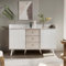 Becag Sideboard Kommode Weiß, Küchenschrank mit 2 Schiebetür und 3 Schubladen, Buffetschrank Cabinet Sideboard Wohnzimmer Küche mit HelleHolzfarbe Arbeitsplatte, L117/T40/H80 cm, Weiß