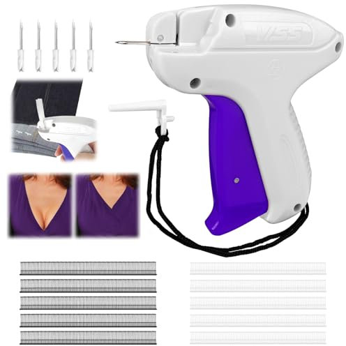 Stitchy Quick Clothing Fixer, Schnelles Fixiergerät für Kleidung Mini-Stichsäumpistole Handnähmaschine mit 5 Nadeln 1000 Plastiknadel Schnelles Kleidungsfixiergerät für Kleidung,Etikettierpistole (B)