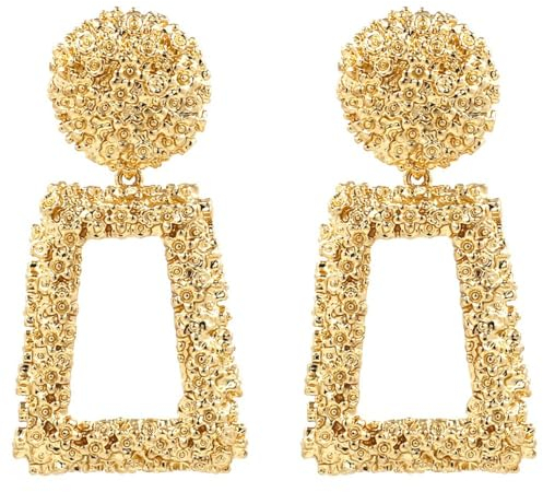 Geometrische Ohrringe - Große Quadratische Dangle Ohrringe für Frauen, Trendiger Modeschmuck, Hängend, Geschenk (Gold)
