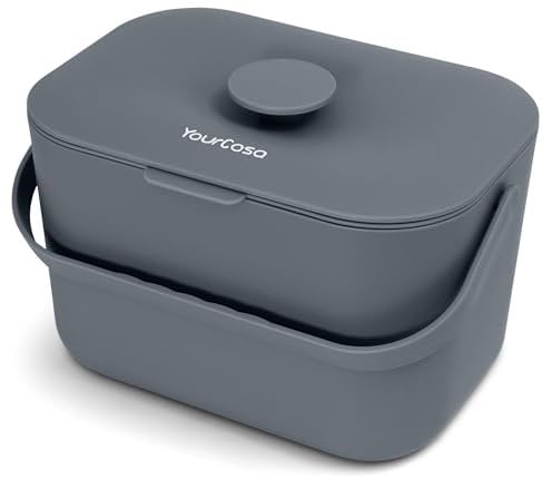 YourCasa Biomülleimer Küche 5L - Komposteimer für alltäglichen Biomüll Behälter - Spülmaschinenfest - Geruchsdicht mit Sieb & ergonomischen Griff - Bio Mülleimer Klein Komposter Bioeimer (Anthrazit)