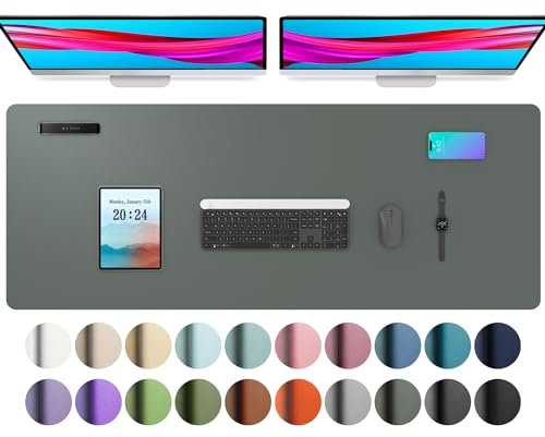 Aothia Schreibtischunterlage,Mauspad mit PU Leder und Rutchfeste Wildleder,Multifunktionales Office Mousepad Laptop Schreibunterlage,Tisch-Schutz Unterlage für Büro/Home(Dschungel Grün,122x43cm)