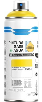 H HANSEL HOME Pintura Spray Base Agua 400ml - Para Muebles, Metal, Plástico y Madera - Ecológica y Sin Olor, Colores Duraderos - Amarillo Claro, 1 unidad