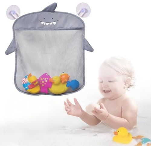 COYUN 1 Pcs Spielzeugnetz Badewanne, Badewannenspielzeug Aufbewahrung mit 2 Selbstklebend Haken, Netz Badewannenspielzeug Badewannennetz für Spielzeug Badespielzeug Aufbewahrung Badenetz für Spielzeug