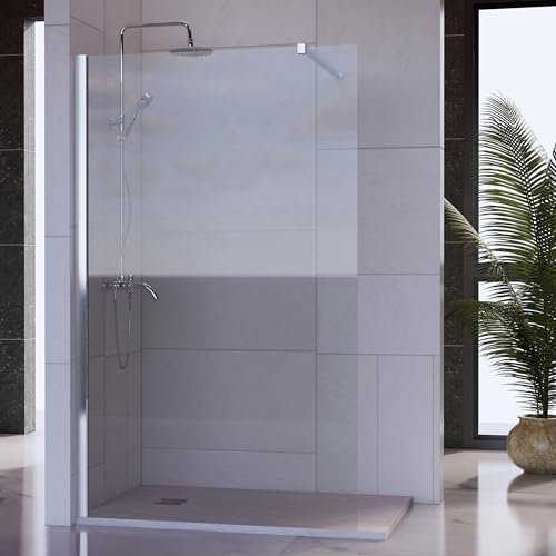 Mampara Ducha Fija 110 x 200 cm – Aluminio Plata Brillo- Cristal de Seguridad Transparente 8 mm con Doble Tratamiento Antical – Ajustable de 108 a 110 cm - Eclíptica Home