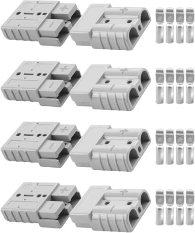 8Pcs 50A Quick Connector Battery Connectors for Anderson Plug | 50 Amp 600V Quick Disconnect Connection with Copper Terminal 6AWG AC/DC Power Tool Electric Forklifts Vehicle