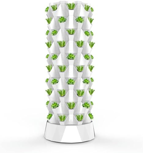 Hydroponik-Anbausystem Hydroponik-Turm-Anbausystem-Kit, vertikaler Anbauturm mit Hydratationspumpen-Timer-Adapter für Kräuter, Obst und Gemüse im Innenbereich, 8 Schichten // 1 Stück