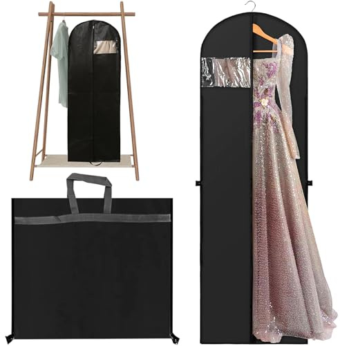 Borsa Porta Abiti,180 x 60 cm Custodia Porta Abiti,Custodie per Abiti con Cerniera,Pieghevole Borsa Porta Abiti Nero con Finestra Copriabiti Antipolvere per Camicia Costumi Cappotti(Nero)