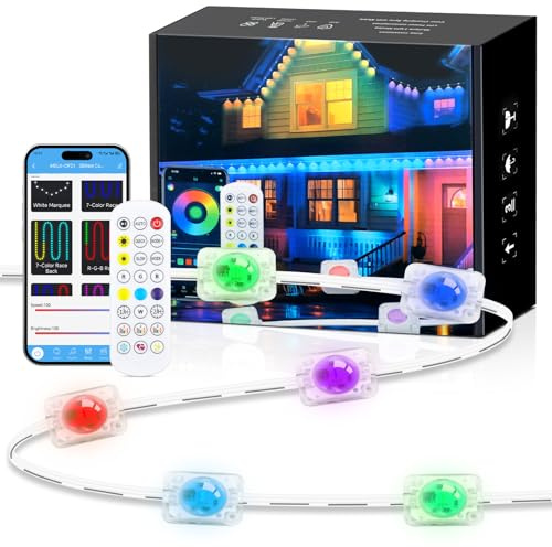Wisada Permanente Außenbeleuchtung 30M,36LEDs Smart RGBIC Wasserdicht Trauflichter, Bluetooth Außenleuchten Lichtschläuche Outdoor LED Stripe, Mehreren Szenenmodi für Traufe Party Tägliche Deko