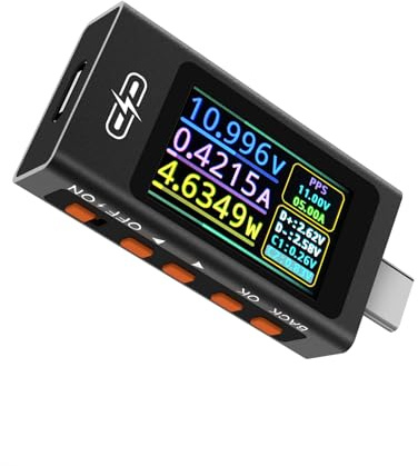 POROMETISTO USB C Multimeter Tester, Digitales Spannungs, Strom und Leistungsmessgerät mit Kapazitätsdetektor (3.3v-30V, 12A), bidirektionaler Messung, Kurvendarstellung, Protokolltest