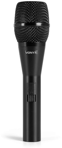 Vonyx VDM09 Kondensator Mikrofon zum Singen, für Podcast & Instrumente – XLR Mikrofon mit 5 Meter Kabel & Case – Professionelles Studio Microphone mit Popschutz, Phantom 12–48 V - Schwarz