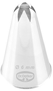Dr. Oetker Sterntülle, geschlossen 6 mm, geschlossene Sterntülle aus der Tüllen-Manufaktur, Backzubehör zum Dekorieren (Farbe: silber), Menge: 1 Stück