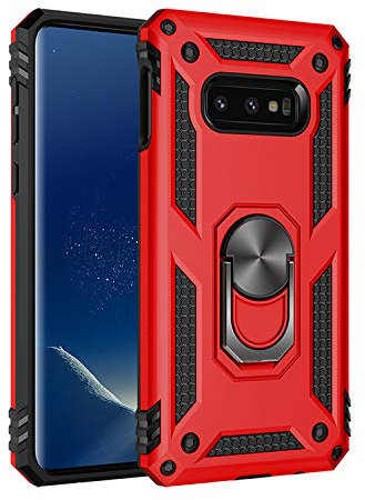 BestST Galaxy S7 Hülle für Samsung Galaxy S7 Schutzhülle + Displayschutz 360 Grad Drehbar Ringhalter mit Magnetischer Handyhalter Auto Handy hülle- Rot