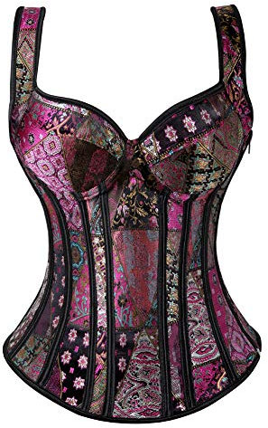 Grebrafan Femmes Corset à Bretelles Bustier avec Sangles (EUR(32-34) S, Violet)