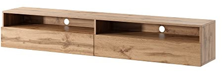 Selsey REDNAW Meuble TV Moderne pour Salon, Debout/Suspendu, 180 cm de Large, chêne Wotan Mat sans LED