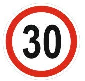 Generisch 1 Stück Aufkleber - Zulässige Höchstgeschwindigkeit 30 km/h (R62/Nr. 30) w (25 x 25 cm)