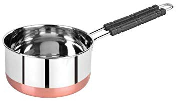 radhna Designer Stainless Steel Copper Coated Flat Stove Bottom Sauce & Milk Pan Tea & Coffee Pot tapeli patila (1, 1.5 LTR), steel sauce pan