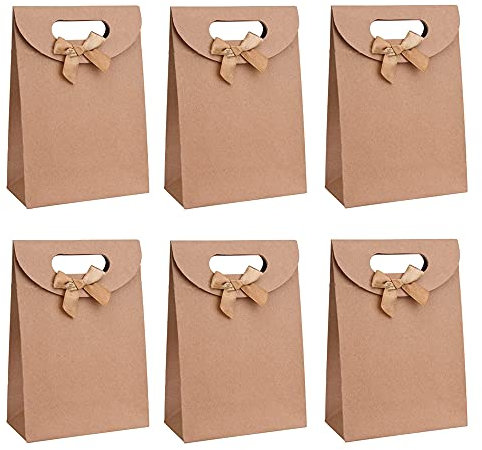 20 Stücke Geschenktüten mit Griff, Geschenktaschen Papiertüte, Kraftpapiertüten Geschenktüten, Papiertüten mit Henkel, zum Verpacken von Bankettgeschenken, Süßigkeiten, Keksen Verwendet