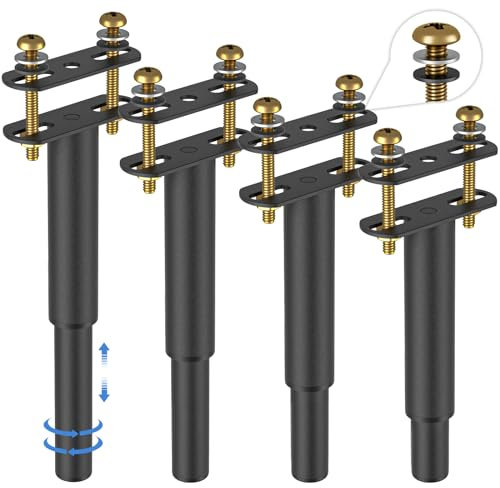 Lot de 4 Pieds de Support Central en Métal Réglables en Hauteur pour Cadre de Lit, Sommier, Meuble de Canapé, Lit, 18 à 33 cm, Pieds de Meuble avec Vis de Montage (4)