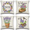 Artscope wasserdichte Kissenbezugen, 4er Set Frühling und Lila Kissenhülle Atmungsaktiv Kissen Fall für Outdoor Balkon Terrasse Patio Garten Bauernhaus Dekor 45x45CM